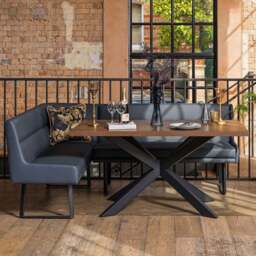 Jupiter Dining Set - Dark Oak - With RHF Corner Bench in Blue - thumbnail 2