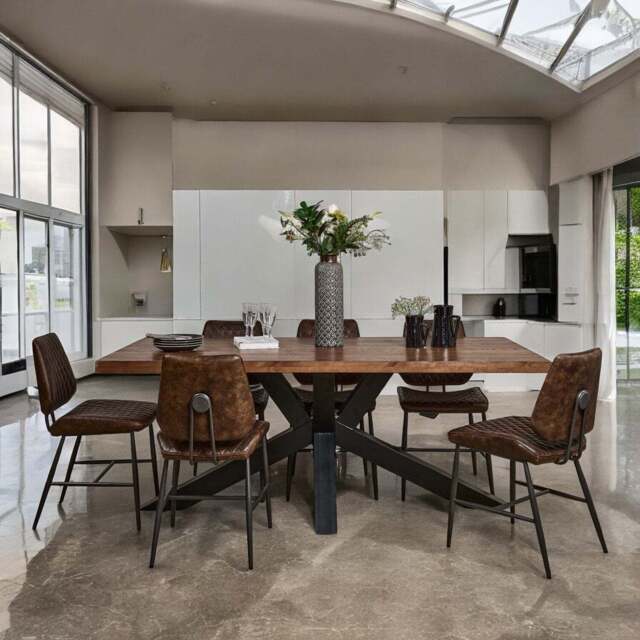 Soho Dining Table 200cm & 6 Digby Dining Chairs - Dark Brown - image 1