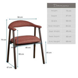 Albi Dining Chair - Copper / Dark Oak Legs (Set of 2) - thumbnail 5