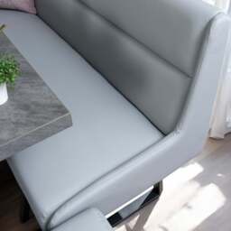 Jupiter 180cm - Faux Concrete - Dining Table & RHF Corner Bench with Flat Bench in Light Grey - thumbnail 5