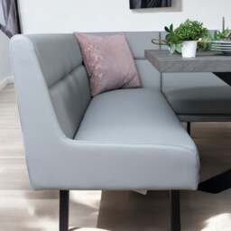 Jupiter 180cm - Faux Concrete - Dining Table & RHF Corner Bench with Flat Bench in Light Grey - thumbnail 3