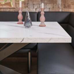 Jupiter Dining Set - Marble Effect - With LHF Corner Bench in Black - thumbnail 6