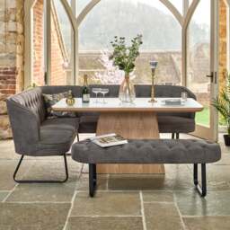 Sutton 160cm Dining Table - Ash with Frampton Corner Bench RHF & Flat Bench in Anthracite - thumbnail 2
