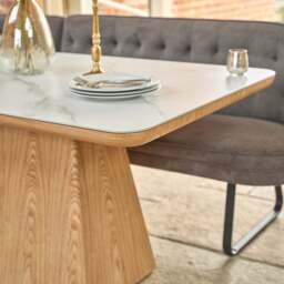 Sutton 160cm Dining Table - Ash with Frampton Corner Bench RHF & Flat Bench in Anthracite - thumbnail 4