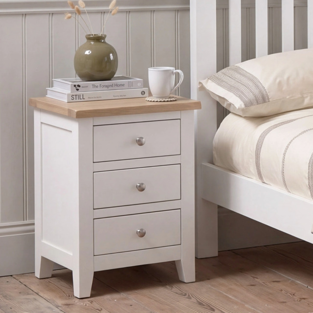 Tetbury Bedside 3 Drawers in Painted / Oak - image 1
