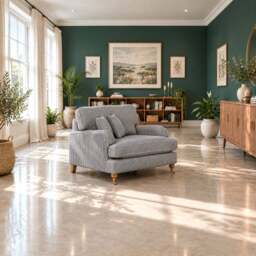 Eastbourne Snuggler in Navy Stripe with Navy Stripe Cushions - thumbnail 1