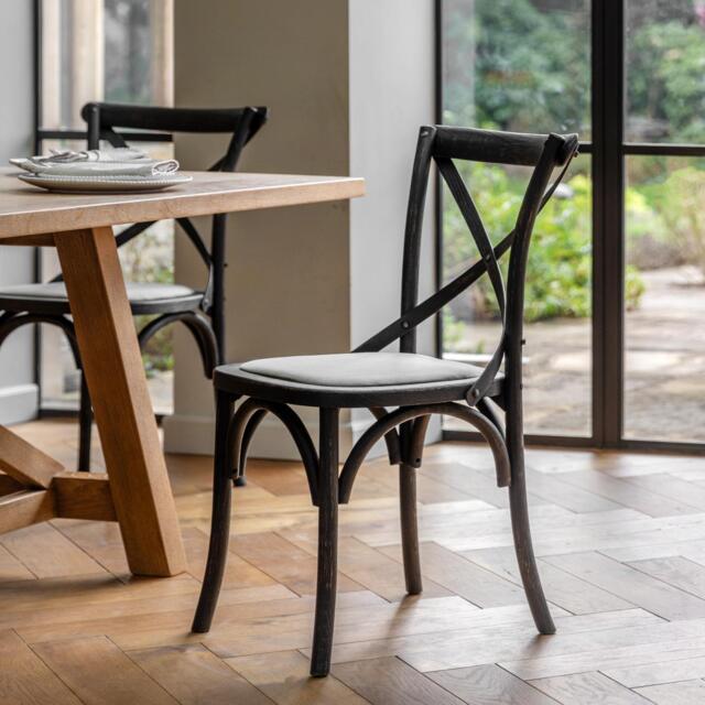 Cafe Chair Black Linen (Set of 2) - image 1