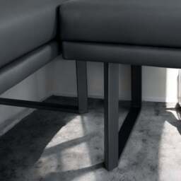 Jupiter 180cm - Faux Concrete - Dining Table & RHF Corner Bench with 2 Dining Chairs in Black - thumbnail 4