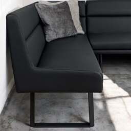 Jupiter 180cm - Faux Concrete - Dining Table & RHF Corner Bench with 2 Dining Chairs in Black - thumbnail 2