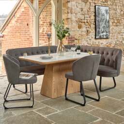 Sutton 160cm Dining Table - Ash with Frampton Corner Bench LHF & 2x Frampton Chairs in Anthracite - thumbnail 1