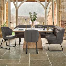 Sutton 160cm Dining Table - Ash with Frampton Corner Bench LHF & 2x Frampton Chairs in Anthracite - thumbnail 2