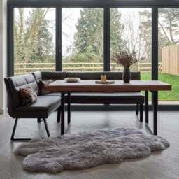 Adelaide 180-240cm Extending Dining Table with Industrial Corner Bench in Grey - thumbnail 2