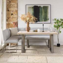 Neptune 150cm Dining Table with RHF Corner Bench - Misty - thumbnail 1