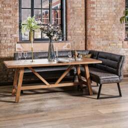 Brisbane 200cm Dining Table & Industrial Corner Bench in Grey - thumbnail 2