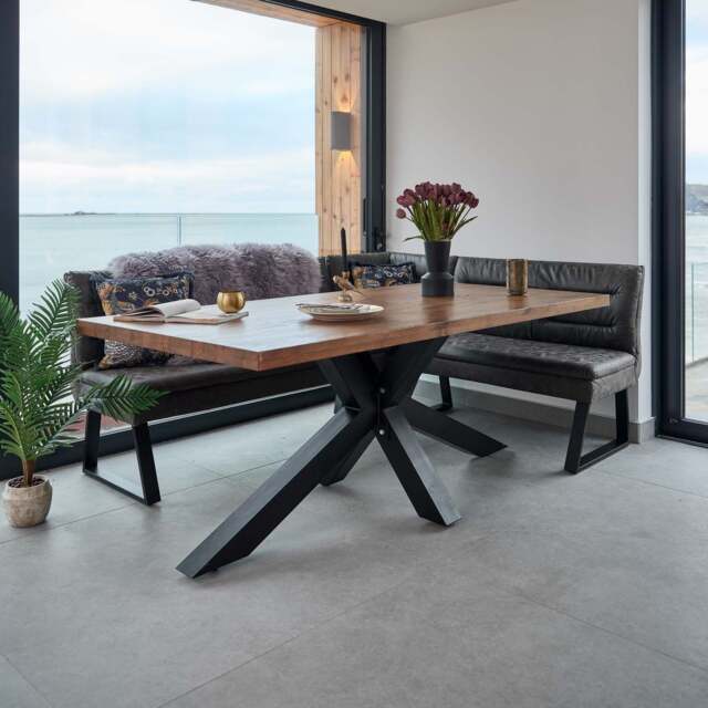 Soho Dining Table 200cm with Industrial Corner Bench - Grey - image 1