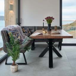Soho Dining Table 200cm with Industrial Corner Bench - Grey - thumbnail 2