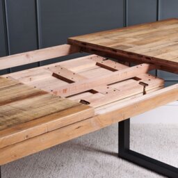 Adelaide 180-240cm Extending Dining Table with Industrial Corner Bench in Tan and 158cm Flat Bench - thumbnail 6