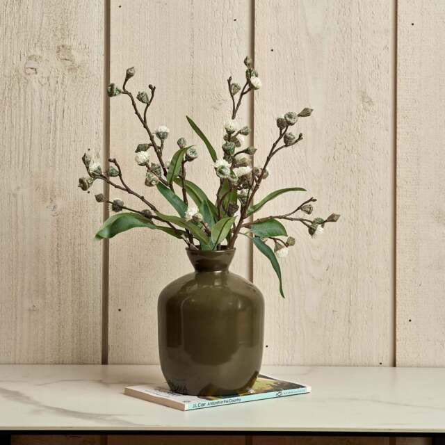 Round Glass Vase in Green Gold - Large - image 1