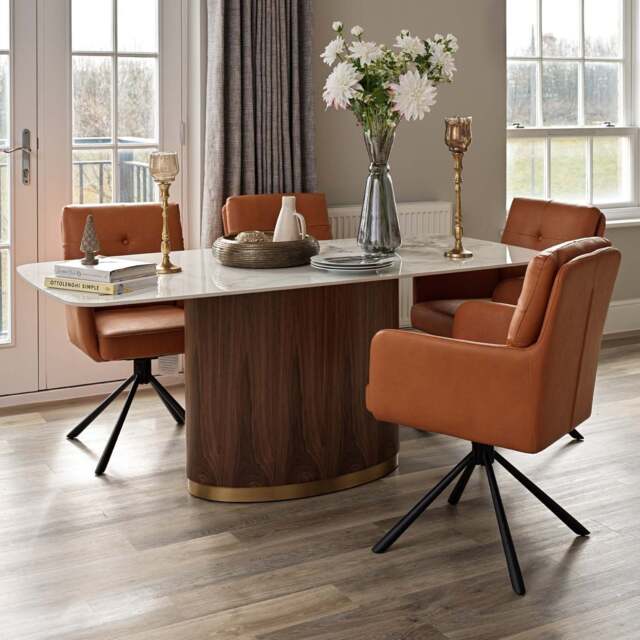 West Bay Dining Table 180cm with 4x Parma Dining Chairs in Tan - image 1