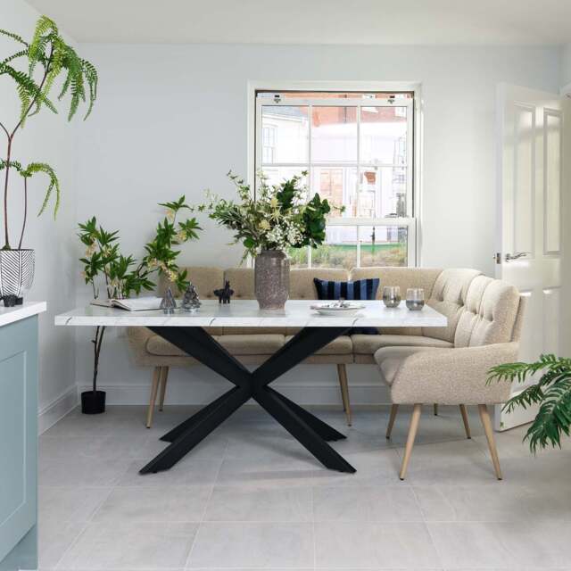 Jupiter 180cm Dining Table - Marble - With Sloane Corner Bench - image 1