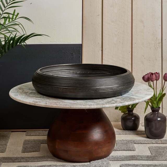 Metal Bowl Tray in Matt Black Finish - Large - image 1