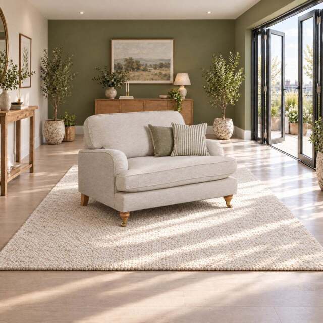 Eastbourne Snuggler in Natural with Olive Stripe Cushions - image 1