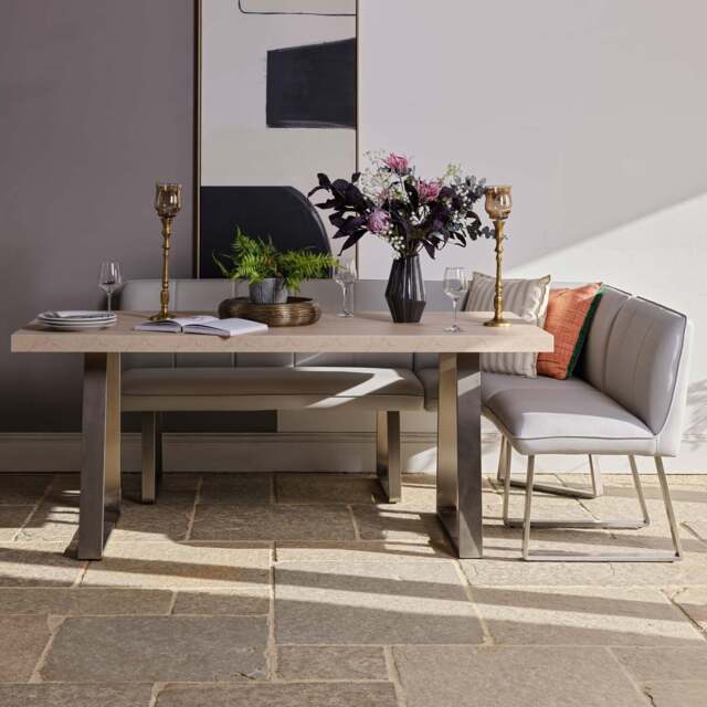 Neptune 180cm Dining Table with LHF Corner Bench - Misty - image 1