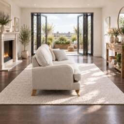 Eastbourne 3 Seater Sofa in Natural with Olive Stripe Cushions - thumbnail 2
