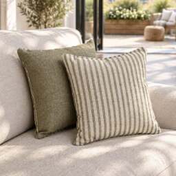 Eastbourne 3 Seater Sofa in Natural with Olive Stripe Cushions - thumbnail 3