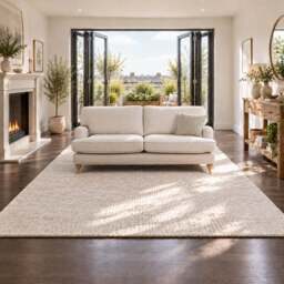 Eastbourne 3 Seater Sofa in Natural with Olive Stripe Cushions - thumbnail 1