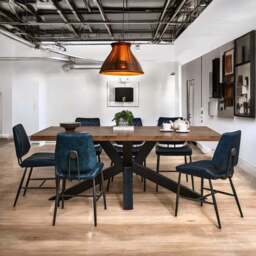 Soho Dining Table 200cm & 6 Digby Dining Chairs - Dark Blue - thumbnail 1