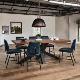 Soho Dining Table 200cm & 6 Digby Dining Chairs - Dark Blue - thumbnail 2