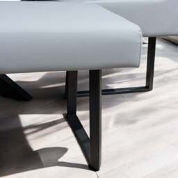 Jupiter 180cm - Faux Concrete - Dining Table & LHF Corner Bench with Flat Bench in Light Grey - thumbnail 4