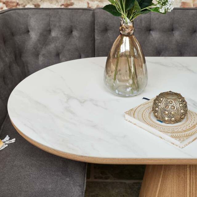 Sutton 200cm Dining Table - Ash with Frampton Corner Bench LHF & Flat Bench in Anthracite - image 1