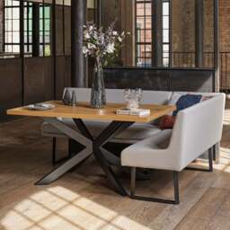 Jupiter Dining Set - Smoked Oak - With LHF Corner Bench in Light Grey - thumbnail 2