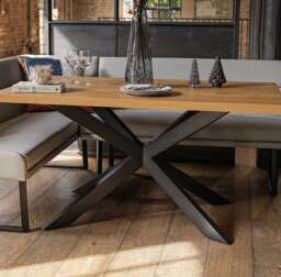 Jupiter Dining Set - Smoked Oak - With LHF Corner Bench in Light Grey - thumbnail 6