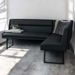Jupiter 180cm - Faux Concrete - Dining Table & LHF Corner Bench with 2 Dining Chairs in Black - thumbnail 5
