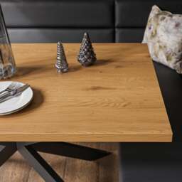 Jupiter Dining Set - Smoked Oak - With LHF Corner Bench in Black - thumbnail 4