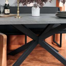 Jupiter 180cm - Faux Concrete - Dining Table & LHF Corner Bench with Flat Bench in Black - thumbnail 3