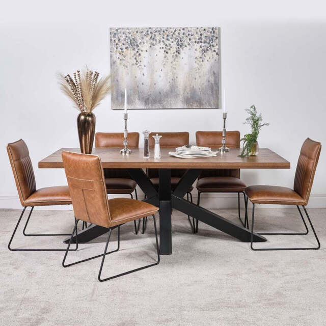 Soho Dining Table 200cm & 6 Hardy Dining Chairs - Tan - image 1