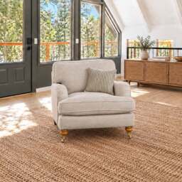 Eastbourne Armchair in Natural with Olive Stripe Cushion - thumbnail 2