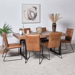 Adelaide 180cm Dining Table & 6 Hardy Dining Chairs - Tan - thumbnail 2