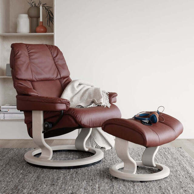 Stressless Reno Recliner With Classic Base & Footstool - image 1