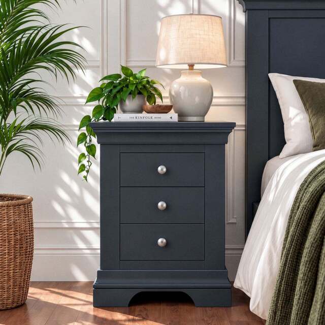 Provence 3 drawer bedside chest in Black - image 1