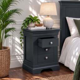 Provence 3 drawer bedside chest in Black - thumbnail 3