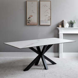 Eastcote White 150cm Dining Table & 4x Ripley Dining Chairs Tan - thumbnail 4