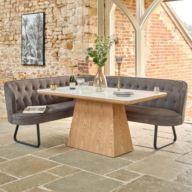 Sutton 160cm Dining Table - Ash with Frampton Corner Bench in Anthracite RHF - image 1