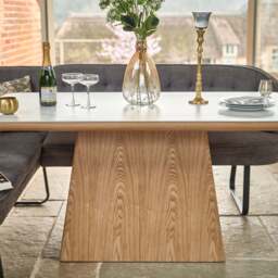 Sutton 160cm Dining Table - Ash with Frampton Corner Bench in Anthracite RHF - thumbnail 3