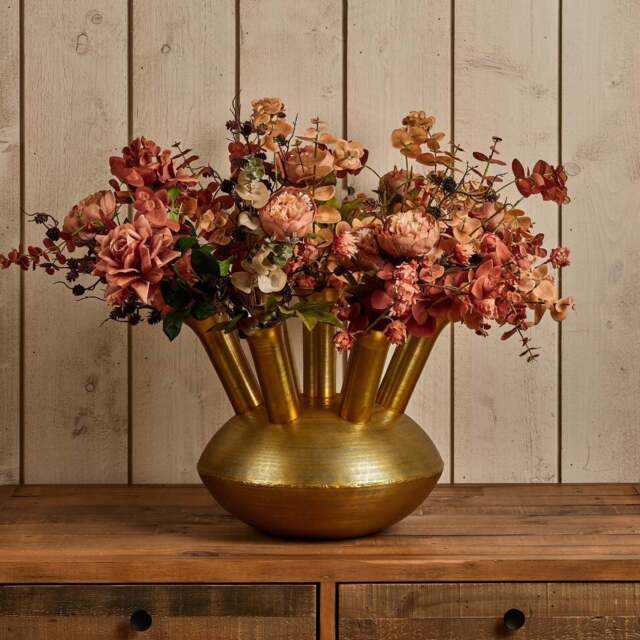 Aluminium Dome Vase in Shiny Brass Finish - Medium - image 1
