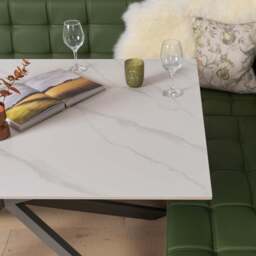 Saturn 150cm Dining Table White & Rubix Corner Bench With Low Bench in Olive Green - thumbnail 3